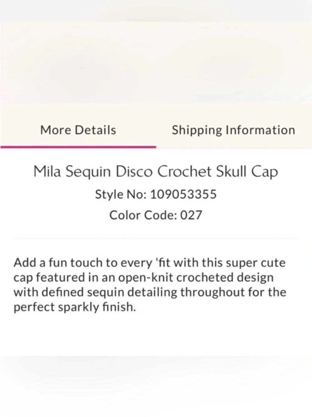 Free People Mila Sequin disco Crochet skull cap